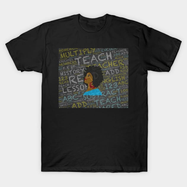 African American Teacher Afro T-Shirt by blackartmattersshop